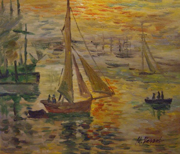 Sunrise Seascape. The painting by Claude Monet