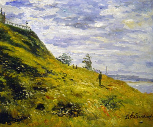 Taking A Walk On The Cliffs Of Sainte-Adresse. The painting by Claude Monet