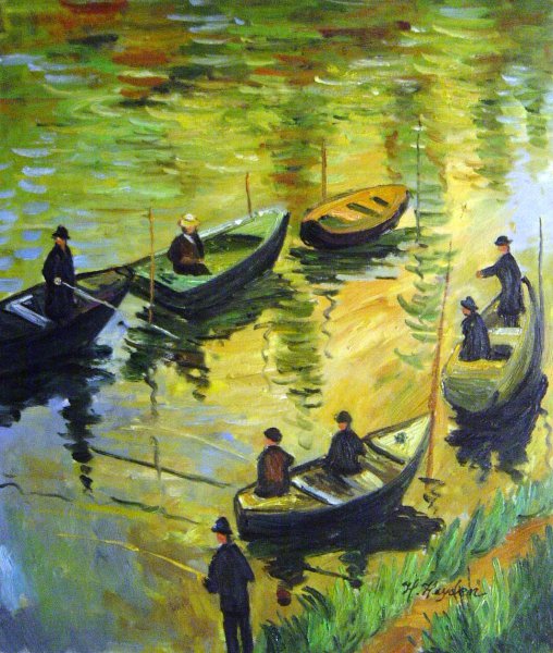 The Anglers On The Seine At Poissy. The painting by Claude Monet