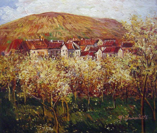 The Apple Trees In Blossom. The painting by Claude Monet