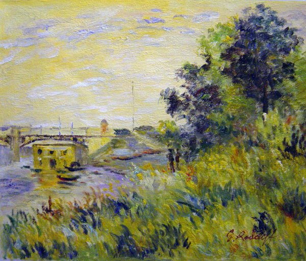The Banks Of The Seine At The Argenteuil Bridge. The painting by Claude Monet