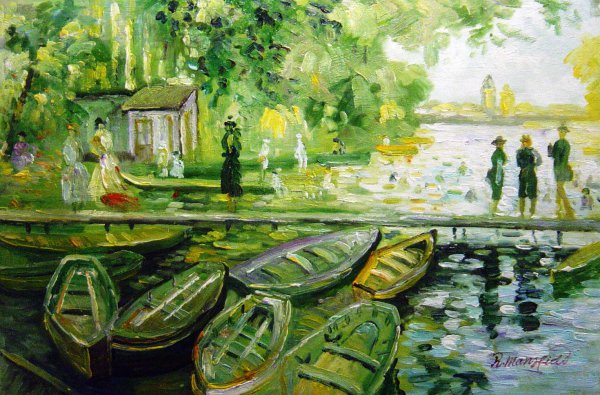 The Bathing At La Grenouillere. The painting by Claude Monet