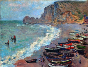 Claude Monet, The Beach at Etretat, Painting on canvas