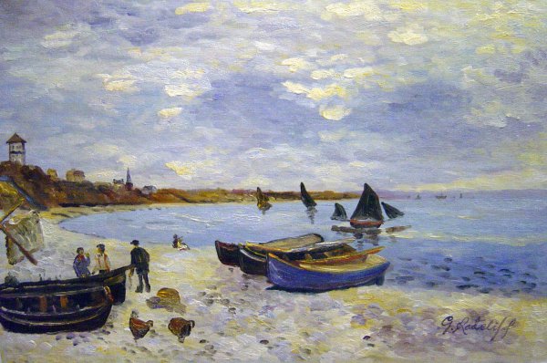 The Beach At Sainte-Adresse. The painting by Claude Monet