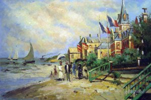 Claude Monet, The Beach At Trouville, Painting on canvas