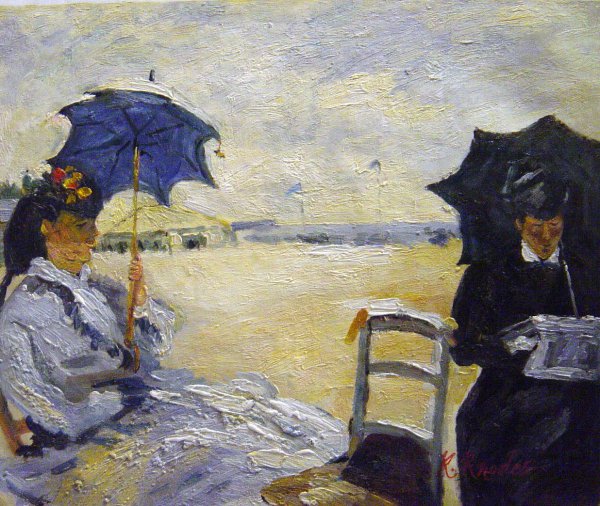 The Beach At Trouville. The painting by Claude Monet