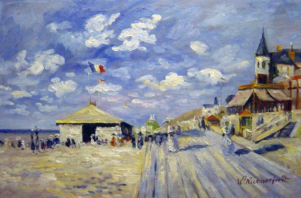 The Boardwalk On The Beach At Trouville. The painting by Claude Monet