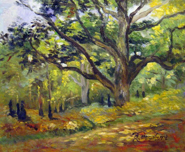 The Bodmer Oak, Fontainebleau. The painting by Claude Monet