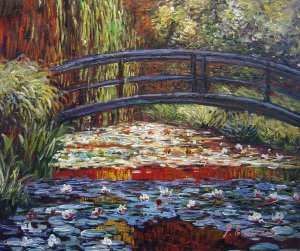 The Bridge Over The Colorful Water-Lily Pond