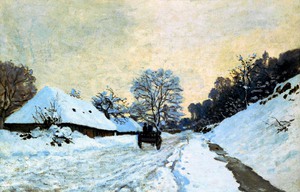 Claude Monet, The Cart on the Snow Covered Road with Saint-Simeon Farm, Painting on canvas