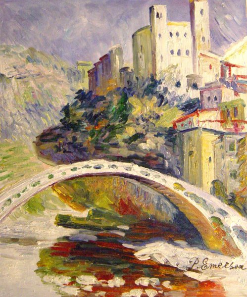 The Castle of Dolceacqua. The painting by Claude Monet