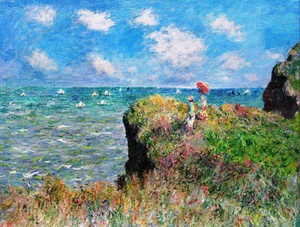 Claude Monet, On the Cliff Walk, Pourville, Painting on canvas
