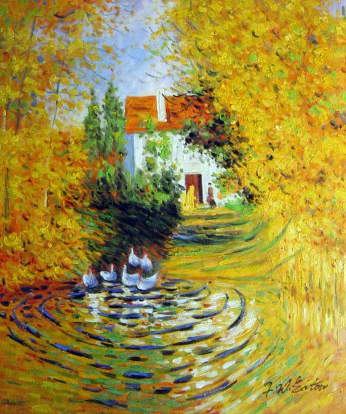 The Duck Pond. The painting by Claude Monet