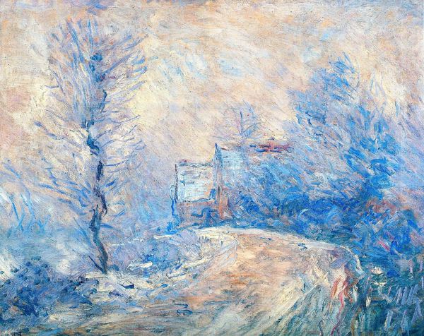 The Entrance to Giverny under the Snow. The painting by Claude Monet
