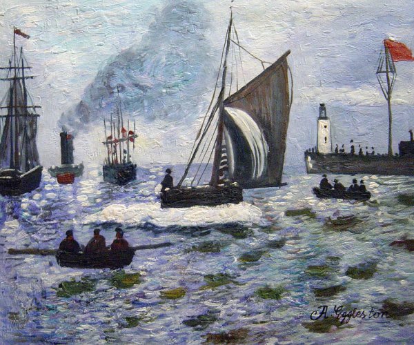 The Entrance To The Port Of Honfleur. The painting by Claude Monet