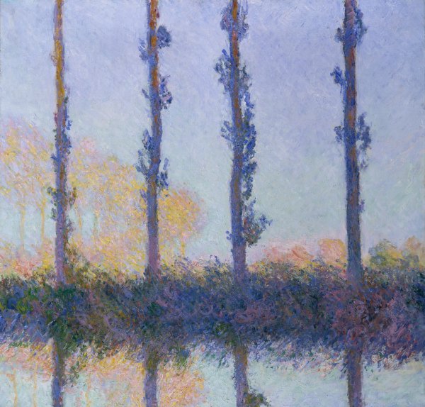 The Four Trees (Blue Version). The painting by Claude Monet