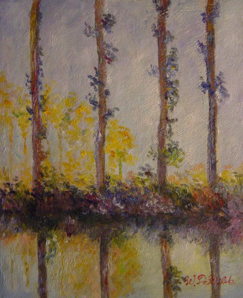 The Four Trees. The painting by Claude Monet