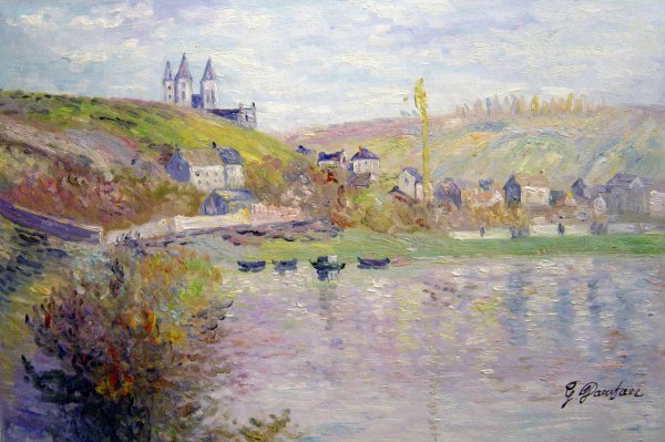 The Hills Of Vetheuil. The painting by Claude Monet