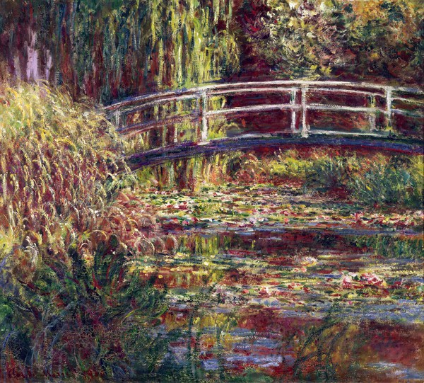 The Japanese Bridge (The Water-Lily Pond, Symphony in Rose). The painting by Claude Monet