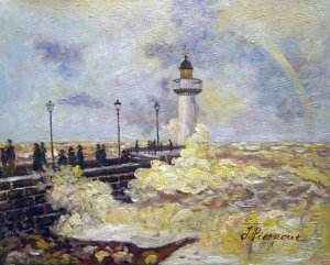 Famous paintings of Lighthouses: A Jetty At Le Havre