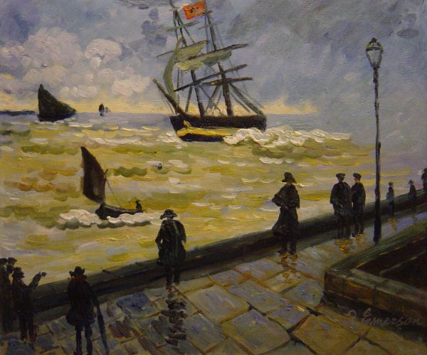 The Jetty Of Le Havre In Rough Weather. The painting by Claude Monet