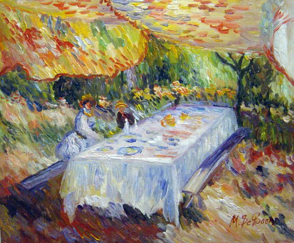 The Luncheon Under The Canopy. The painting by Claude Monet