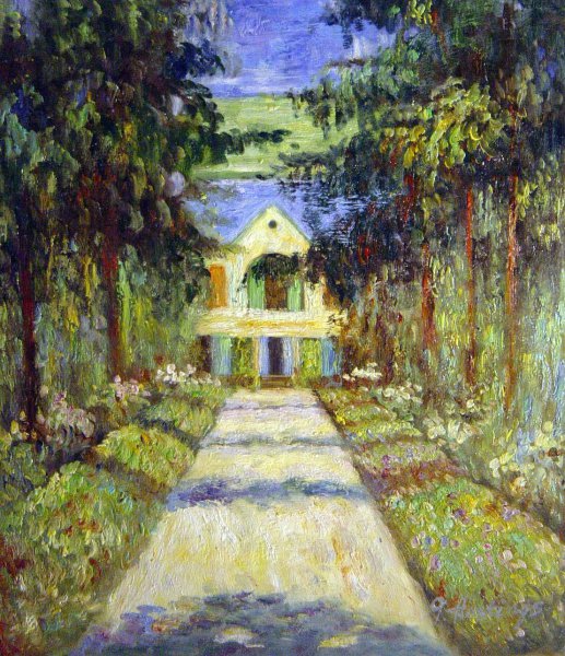 The Main Path At Giverny. The painting by Claude Monet