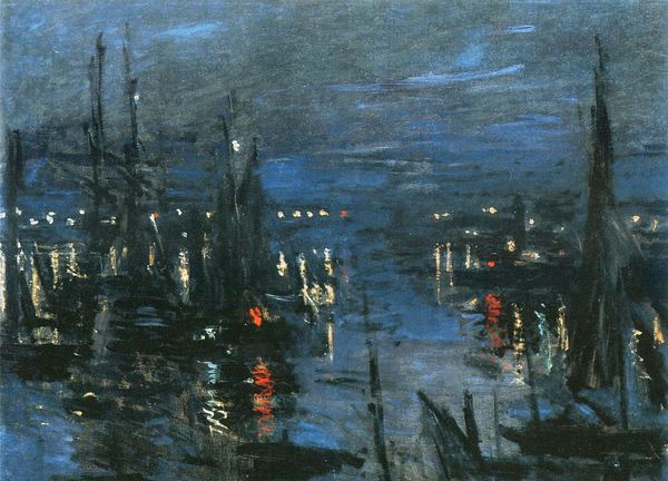 The Port of Le Havre, Night Effect. The painting by Claude Monet