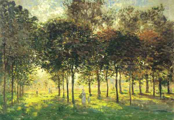 The Promenade at Argenteuil, Soleil Couchant. The painting by Claude Monet