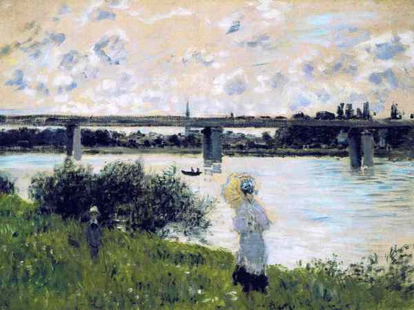 The Promenade near the Bridge of Argenteuil. The painting by Claude Monet