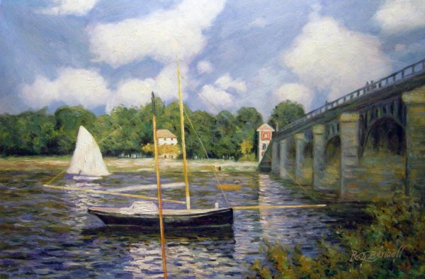The Road Bridge At Argenteuil. The painting by Claude Monet