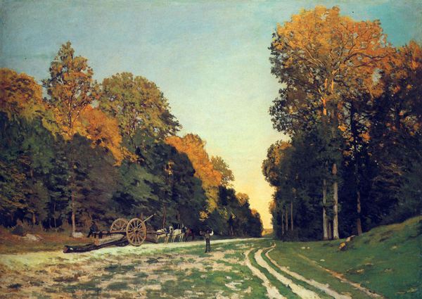 The Road from Chailly to Fontainebleau. The painting by Claude Monet