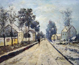 The Road To Louveciennes, The Effect Of Snow, Claude Monet, Art Paintings
