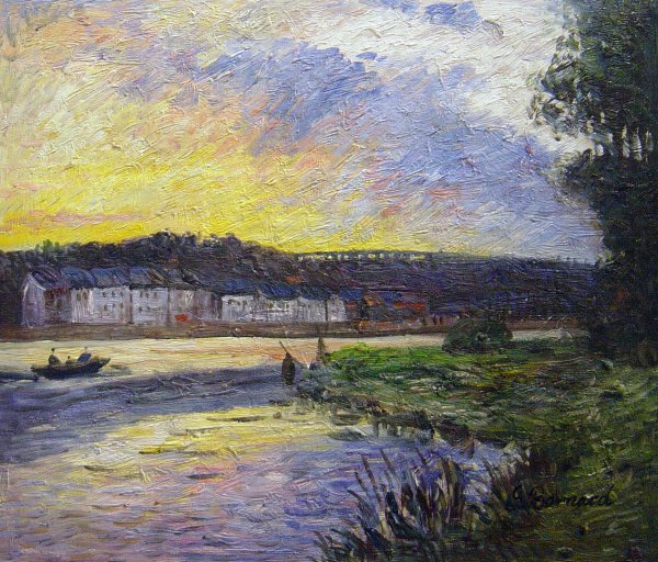 The Seine At Bougival In The Evening. The painting by Claude Monet