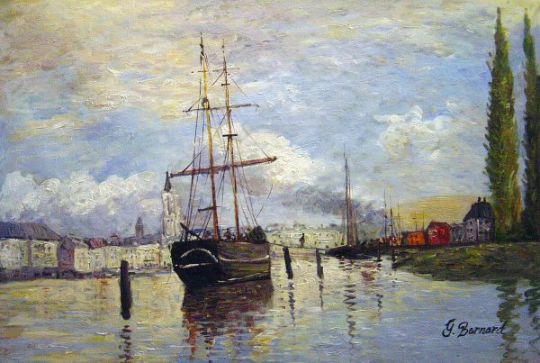 The Seine At Rouen. The painting by Claude Monet
