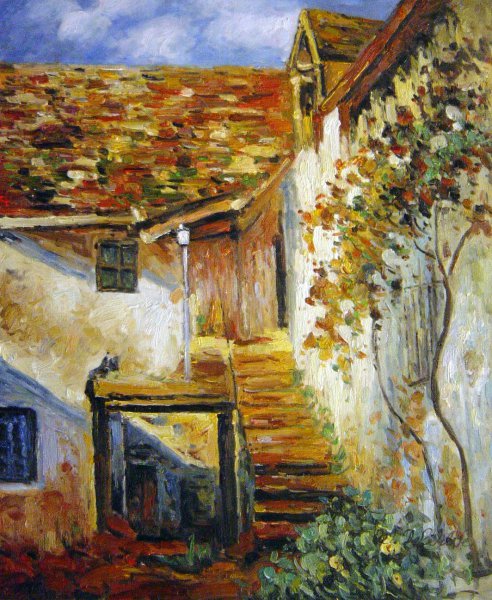 The Stairs. The painting by Claude Monet