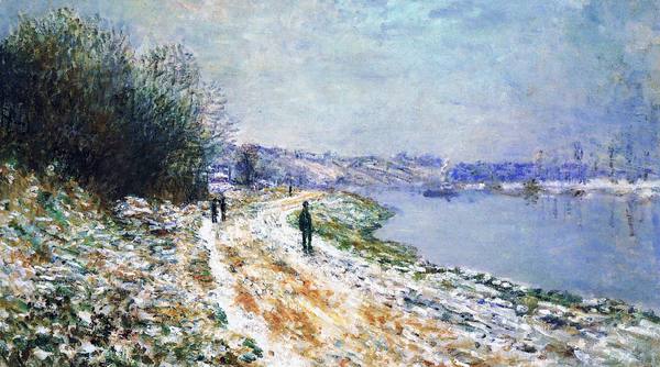 The Tow Path at Argenteuil, Winter. The painting by Claude Monet