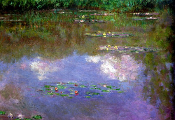 The Water Lilies, Clouds. The painting by Claude Monet