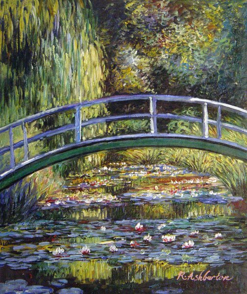 The Water Lily Pond. The painting by Claude Monet