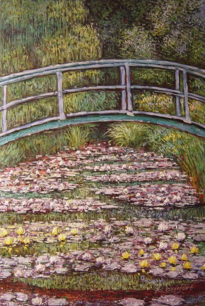The Waterlily Pond-Japanese Bridge. The painting by Claude Monet