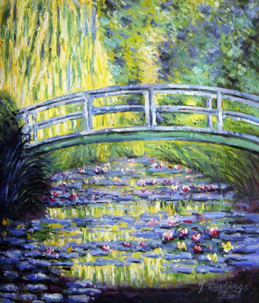The Waterlily Pond With The Japanese Bridge. The painting by Claude Monet