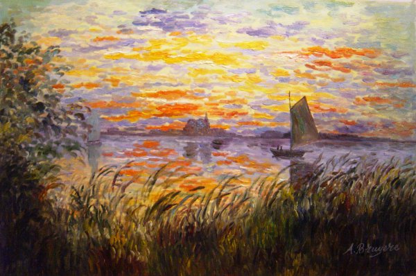 Tramonto A Lavacourt. The painting by Claude Monet