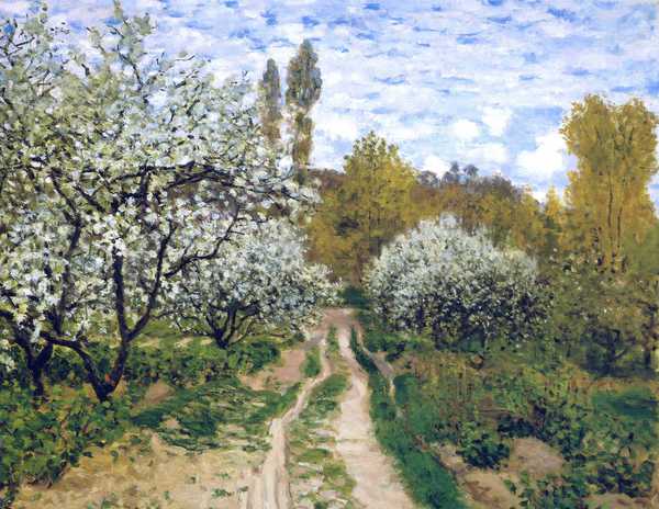 Trees in Bloom. The painting by Claude Monet