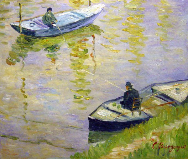 Two Anglers. The painting by Claude Monet