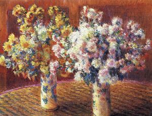 Claude Monet, Vase of Chrysanthemums, Painting on canvas