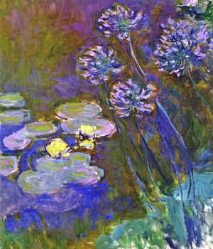 Claude Monet, Water Lilies and Agapanthus, Painting on canvas