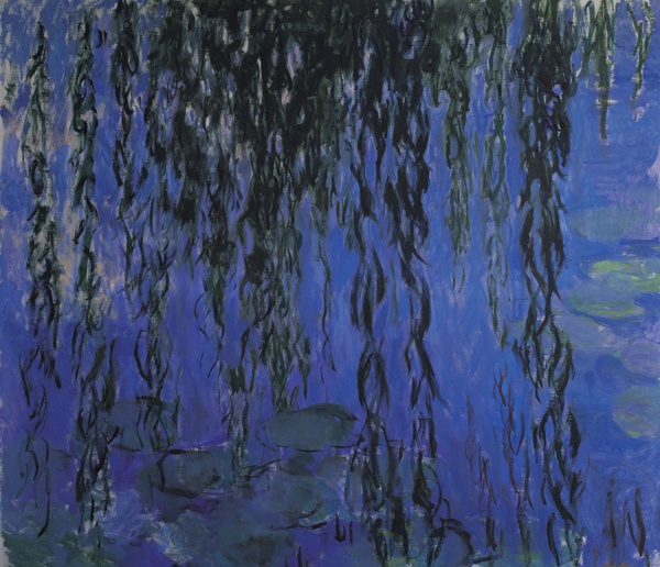 Water Lilies and Weeping Willow Branches. The painting by Claude Monet