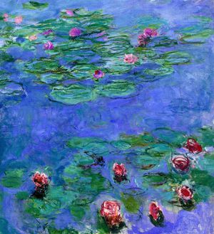 Claude Monet, Water Lilies Red, Painting on canvas