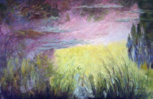 Waterlilies At Sunset. The painting by Claude Monet