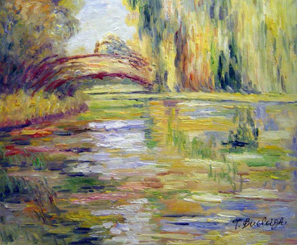 Waterlily Pond, The Bridge. The painting by Claude Monet